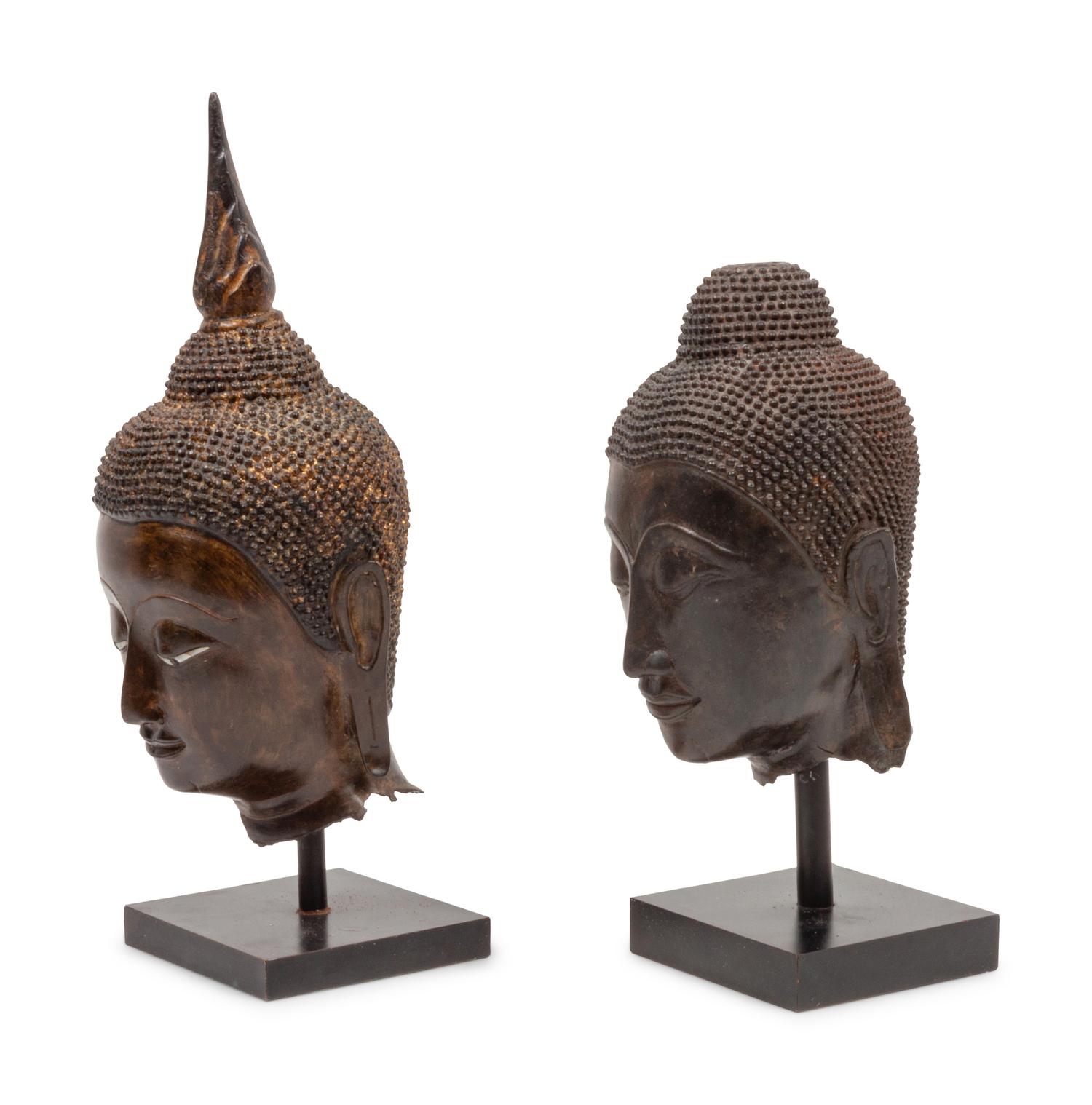 A Group of Two Southeast Asian Bronze Deity Heads