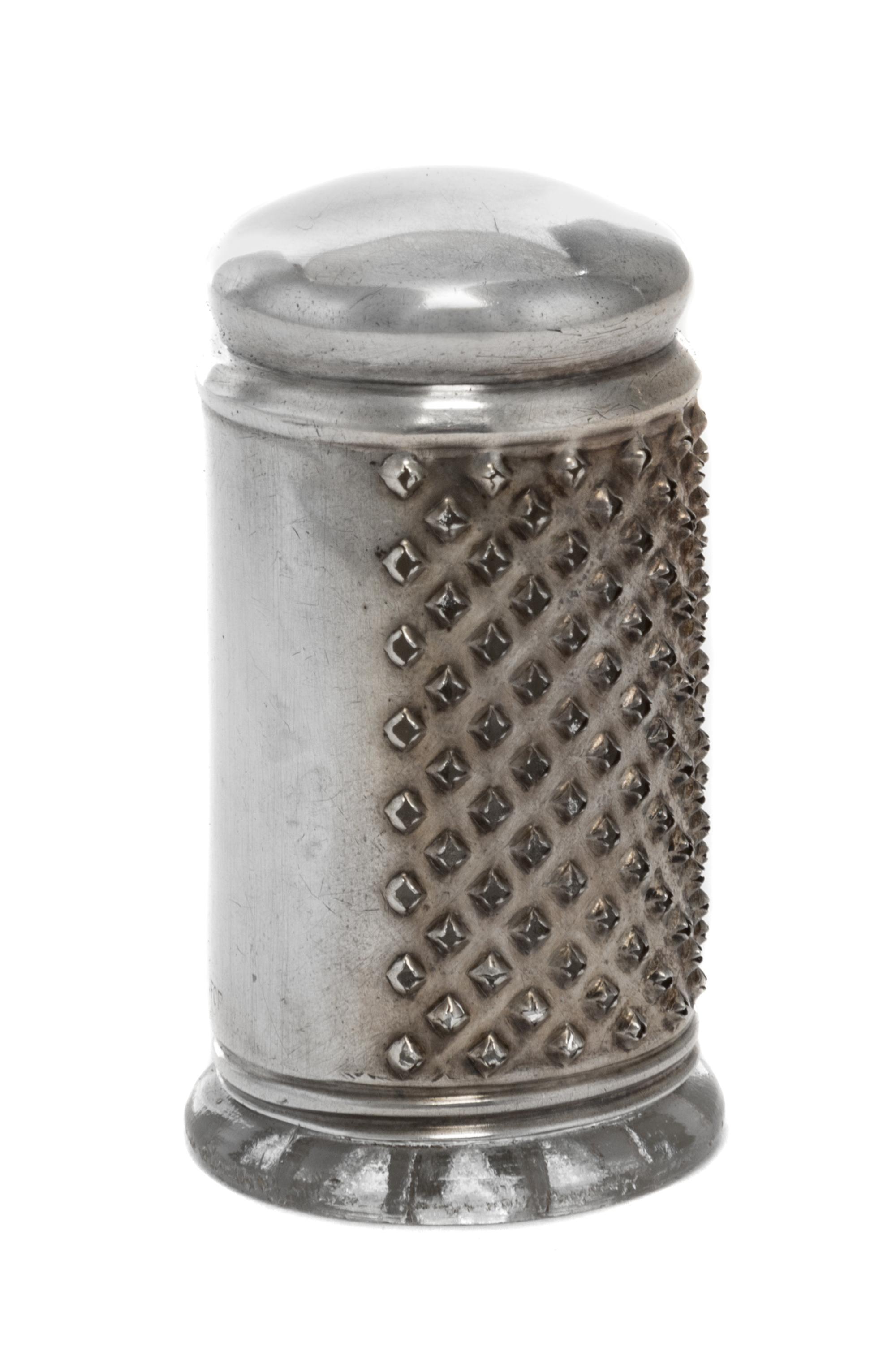 An American Silver Nutmeg Grater, Watrous Mfg. Co., Wallingford, CT, the silver sleeve having a grater on the side and fitting over a g