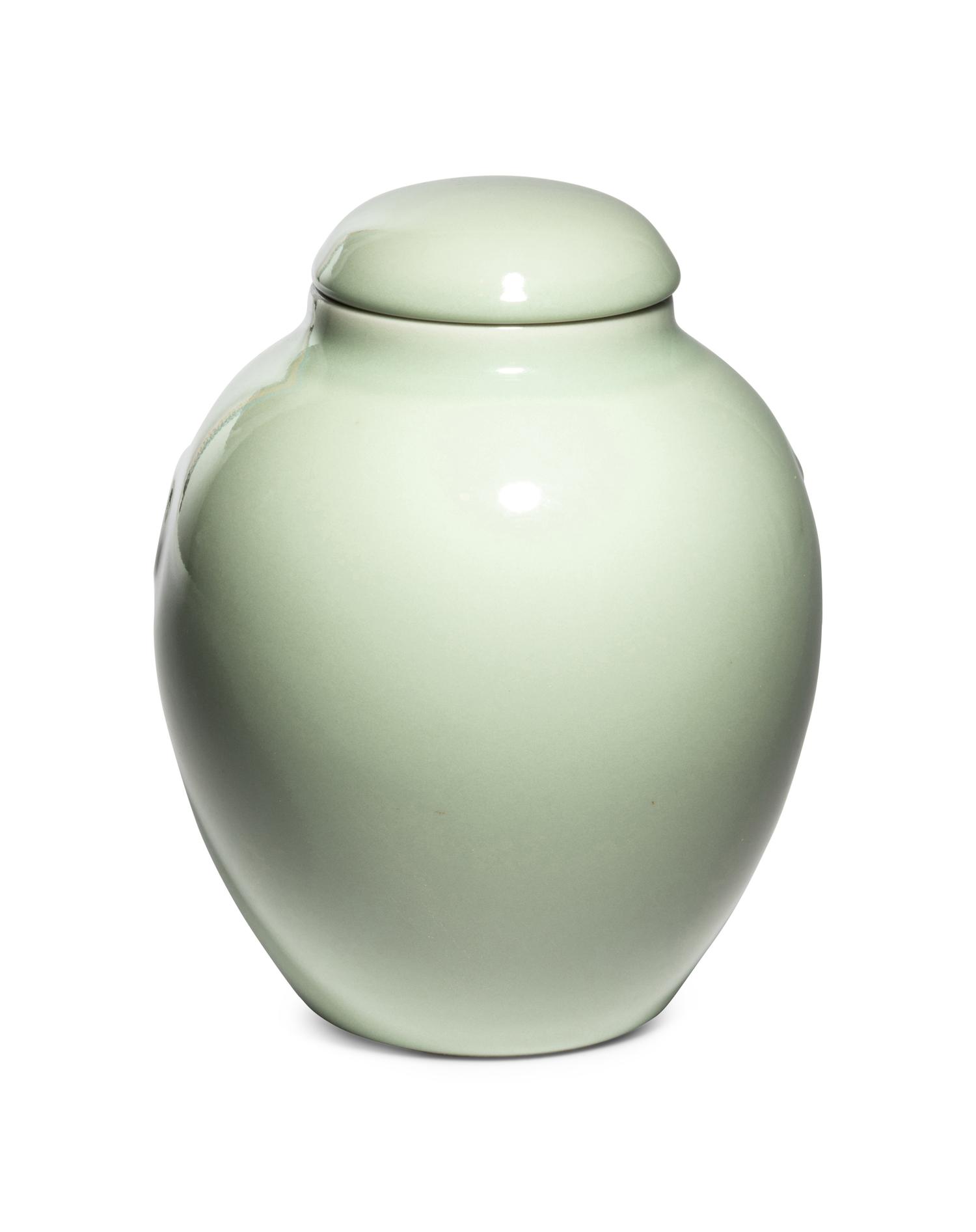 A Celadon Glazed Porcelain Jar and Cover