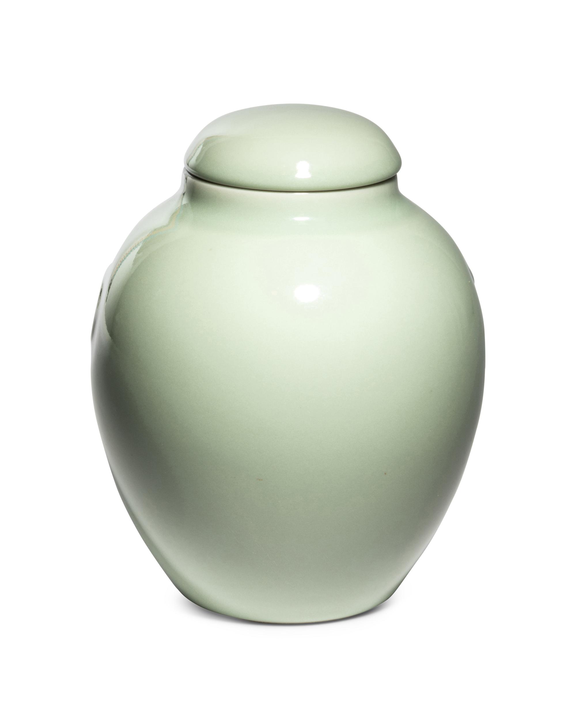 A Celadon Glazed Porcelain Jar and Cover