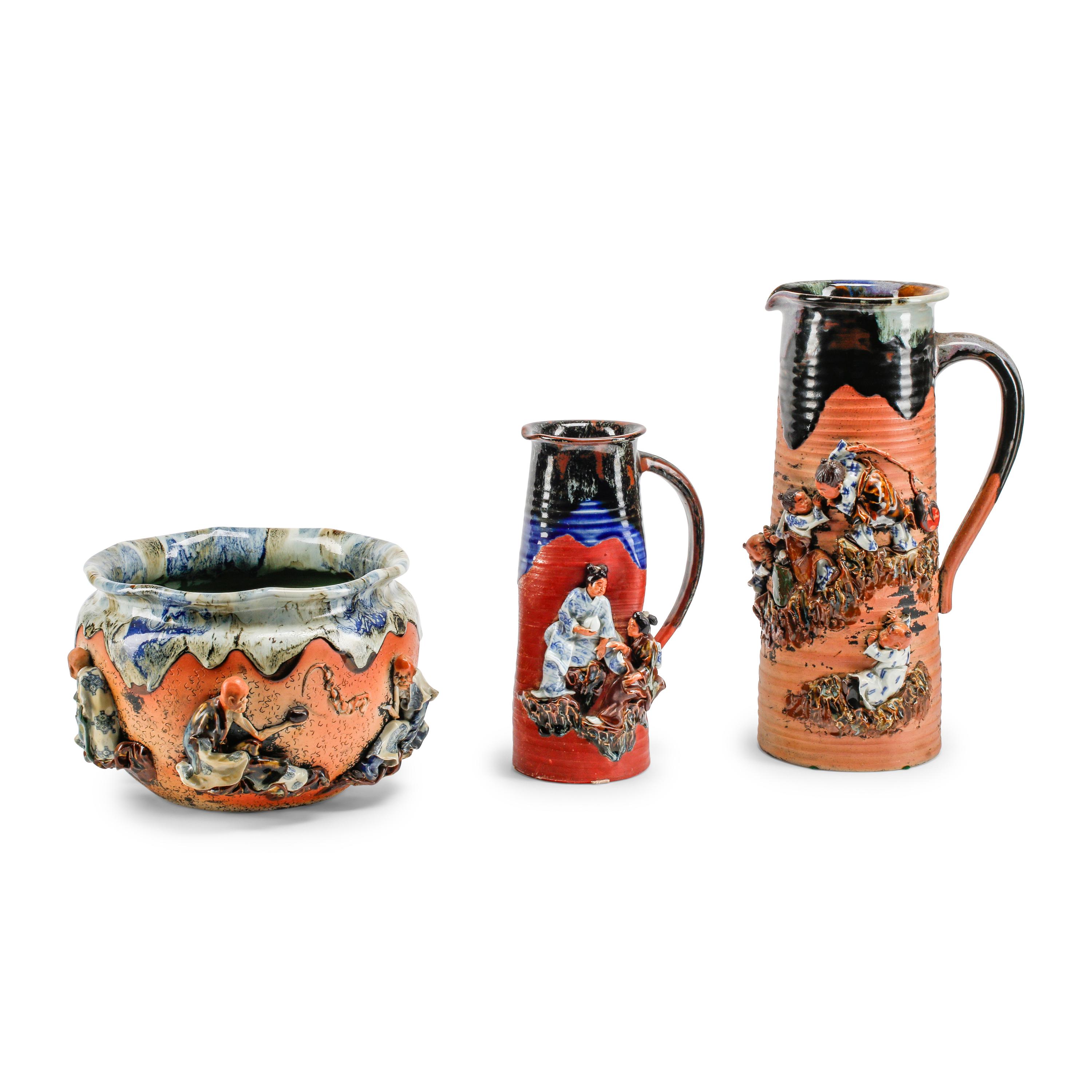 Three Japanese Sumida Gawa Vessels