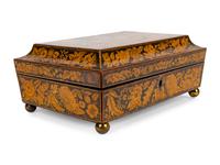 A Regency Penwork Tea Caddy — EARLY 19TH CENTURY