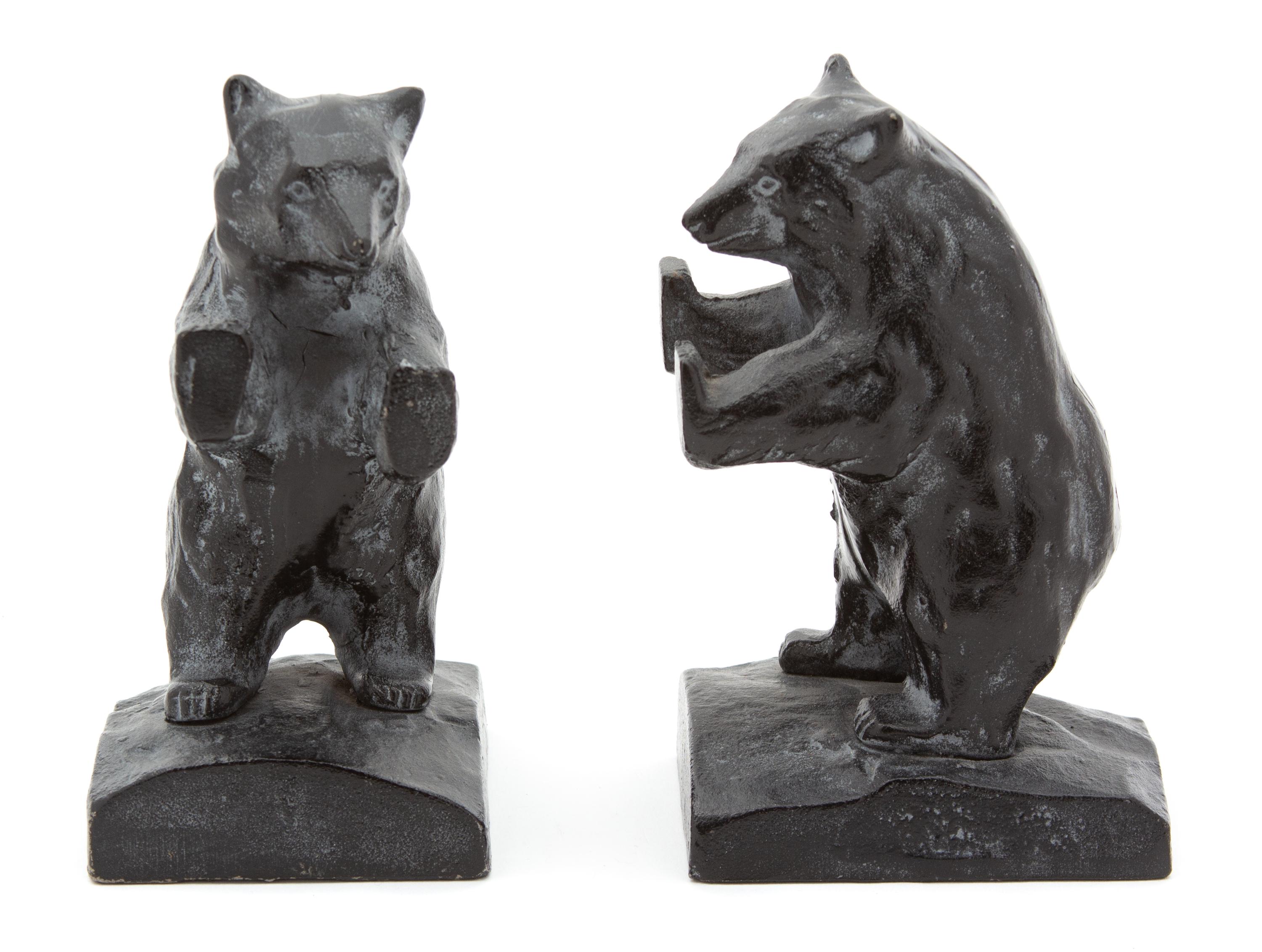 A Pair of Japanese Iron Bear-Form Bookends Height 5 1/4 inches. — 20TH CENTURY