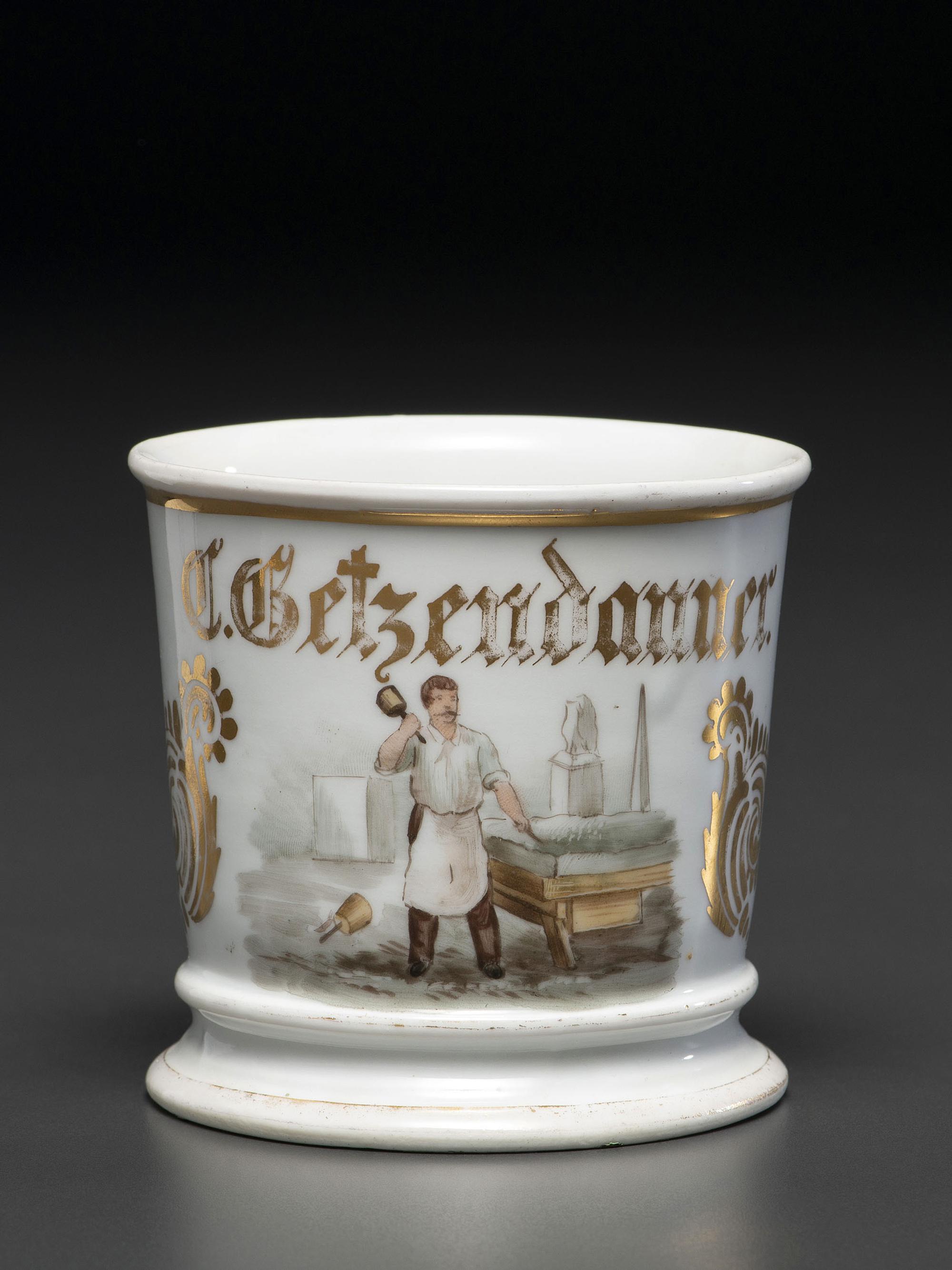 A Stone Mason's Porcelain Occupational Shaving Mug