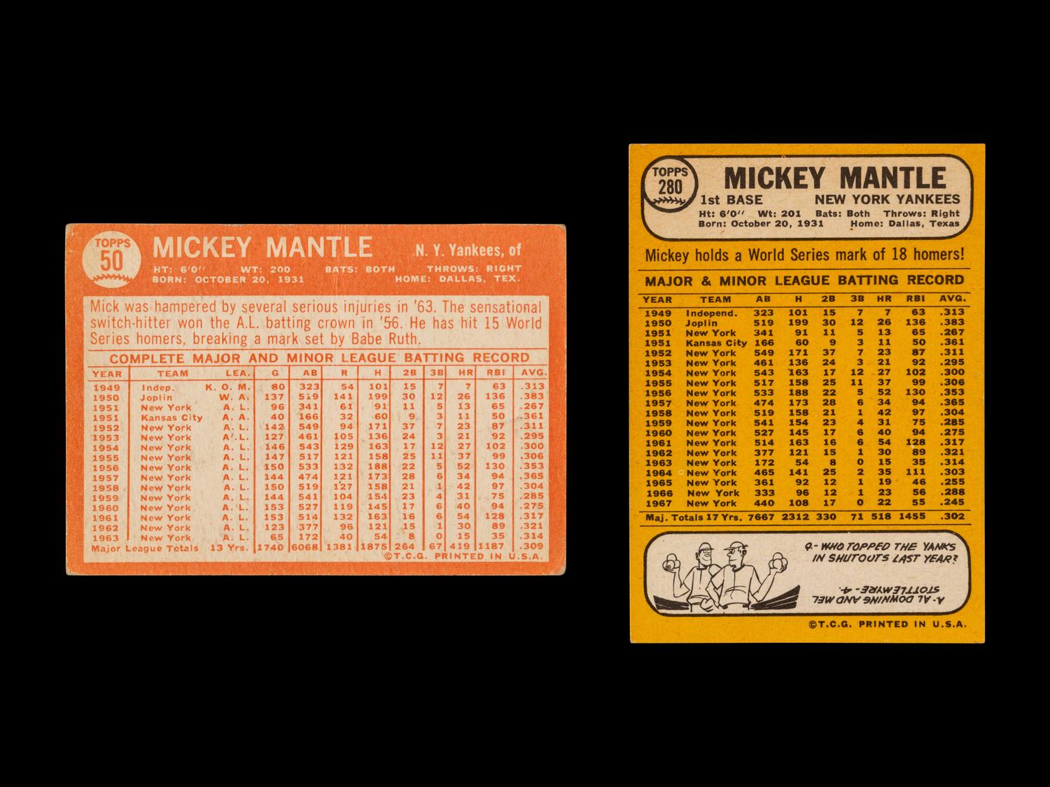 A Collection of 1964 and 1968 Topps Mickey Mantle Baseball Cards
