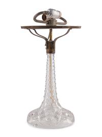 An American Brilliant Cut-Glass Two-Light Argand Lamp