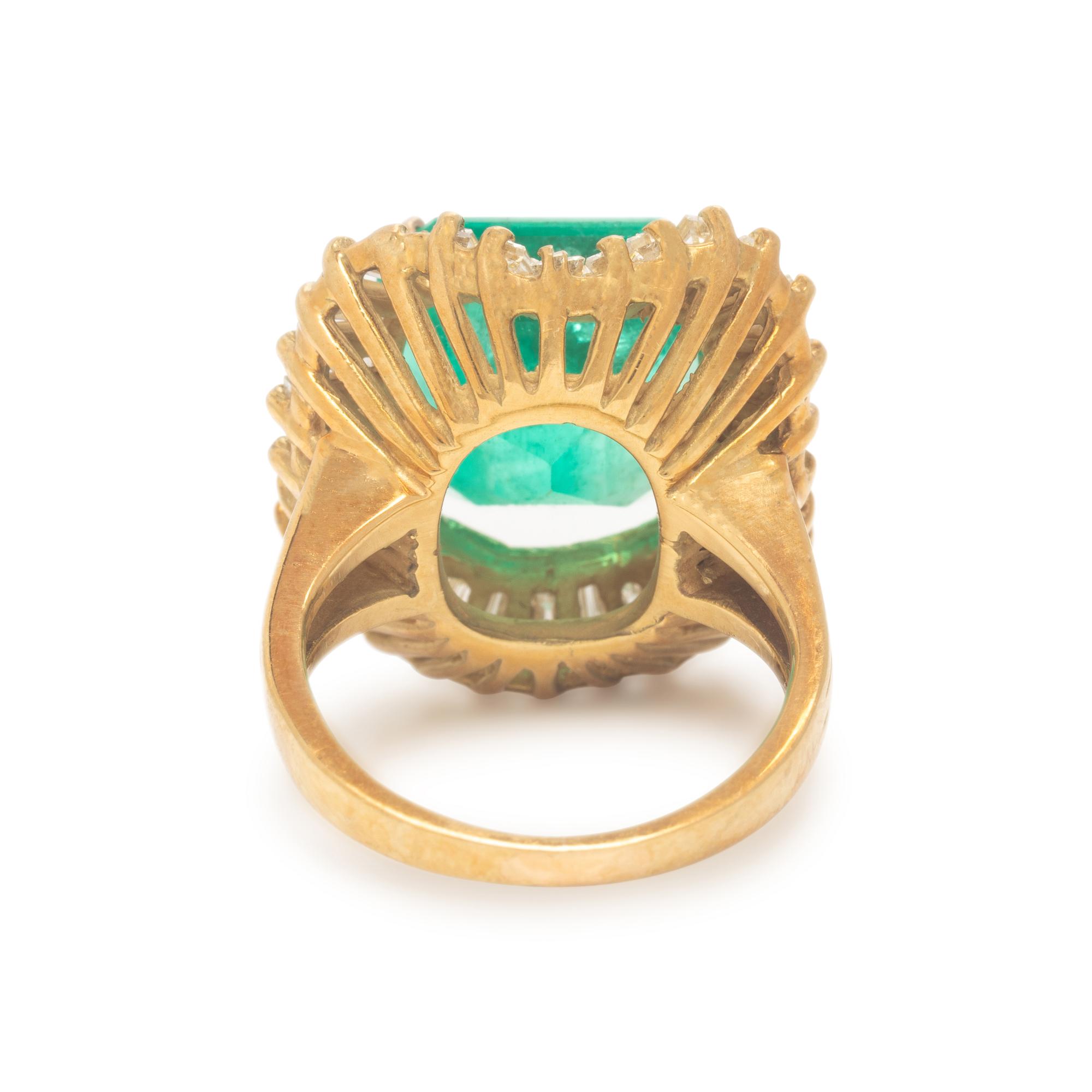 Colombian Emerald, Diamond, and Yellow Gold Ring