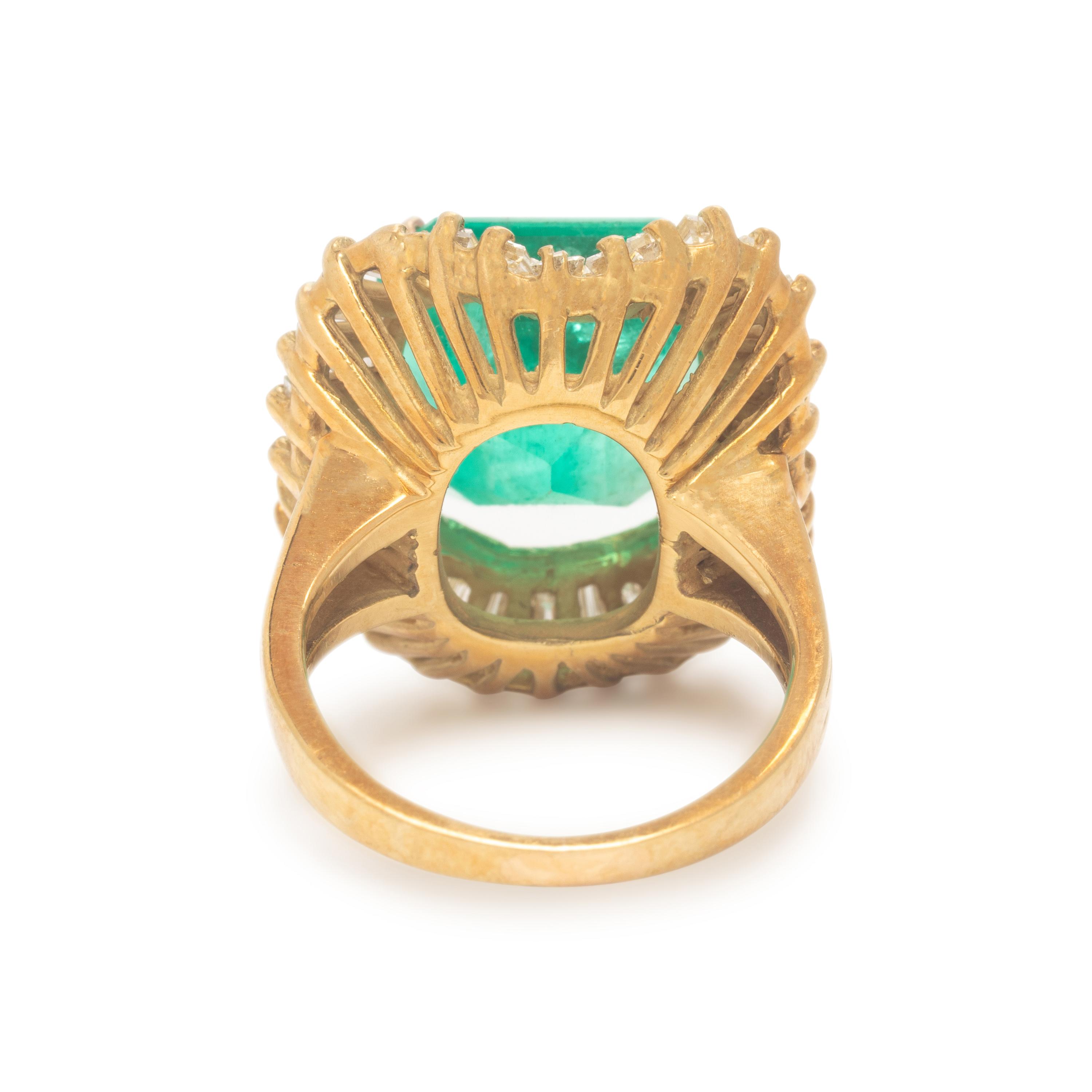 Colombian Emerald, Diamond, and Yellow Gold Ring
