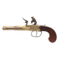 Brass Boxlock Flint Overcoat Pistol by Twigg