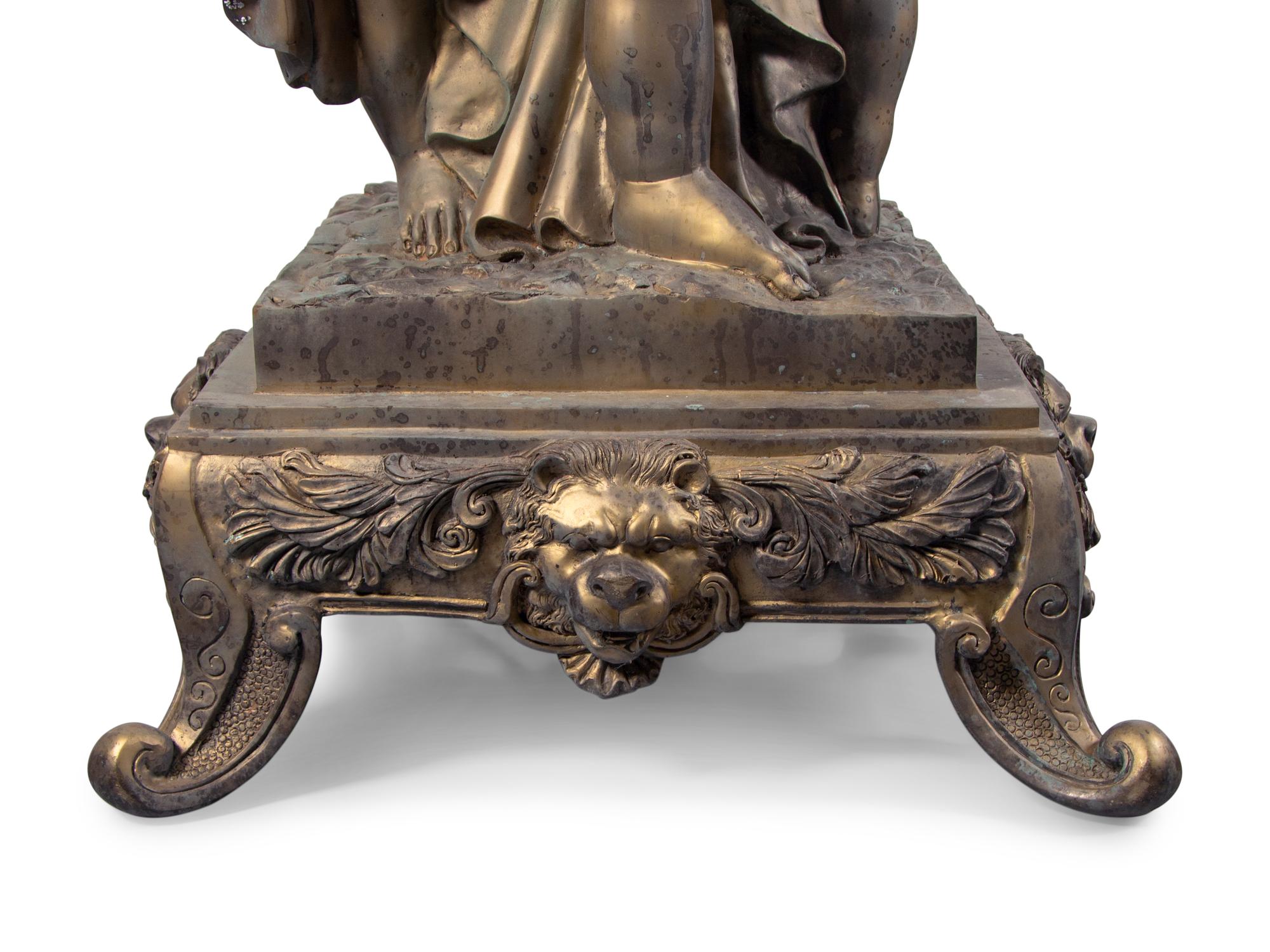 A Pair of Neoclassical Style Parcel Gilt Cast Metal Five-Light Torchères