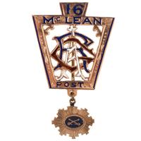 Gold Sheridan's Corps badge presented by GAR post to Captain F. Dougherty, 1st Regiment Pennsylvania Volunteers and 2nd Regiment Pennsylvania Cavalry.