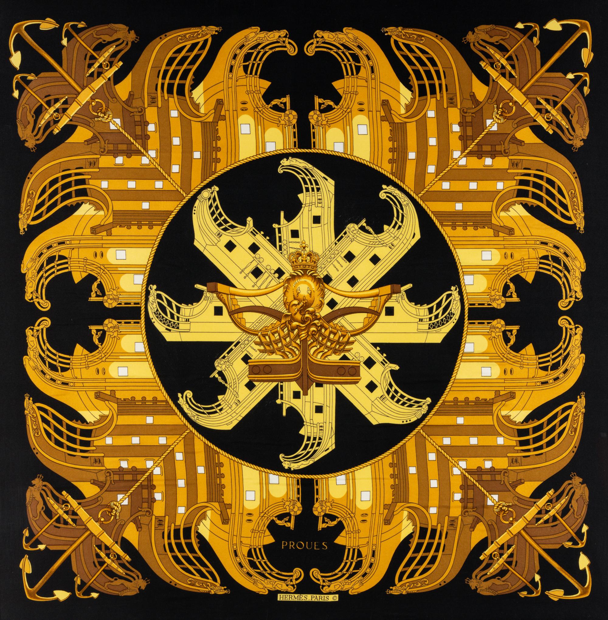 Hermès Framed Silk Scarf, 1973