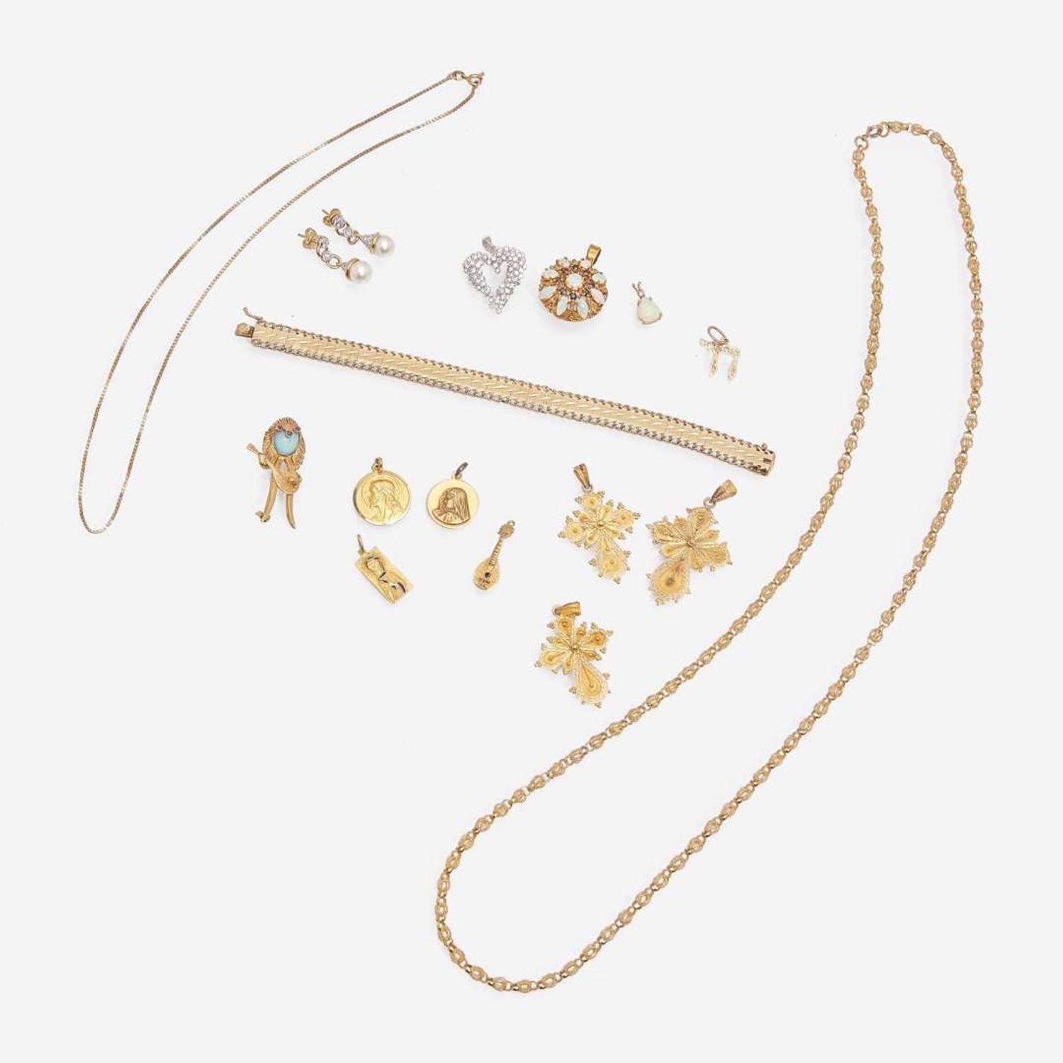 A Collection of 18K Gold and Gemstone Jewelry
