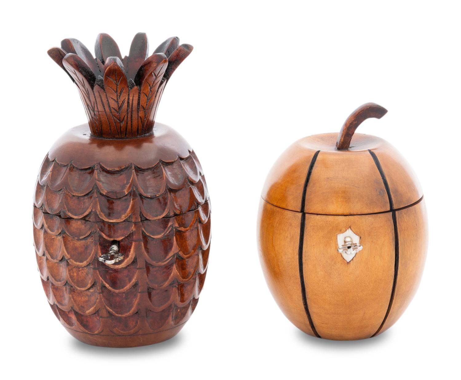 An Apple and Pineapple Form Tea Caddy