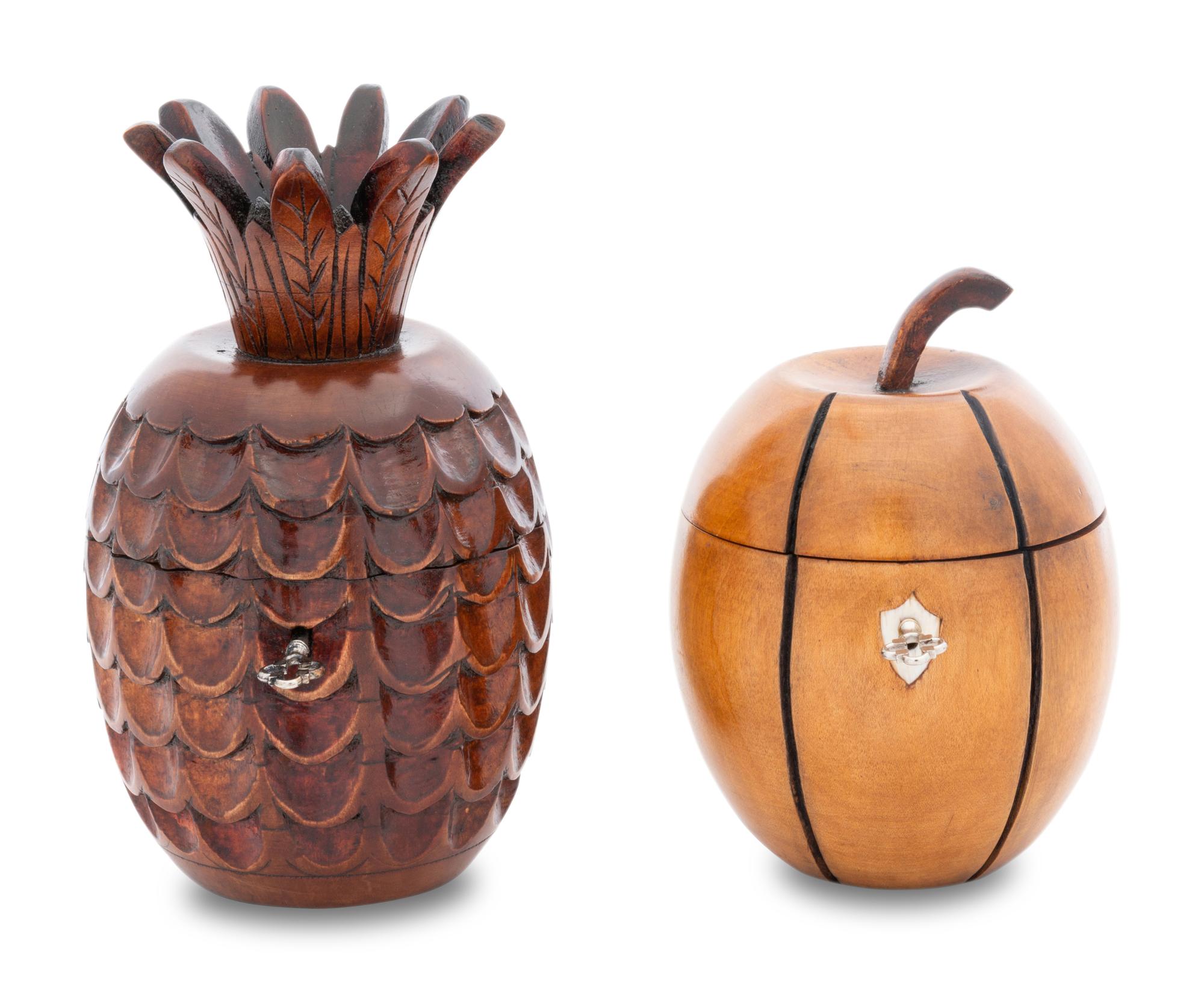 An Apple and Pineapple Form Tea Caddy