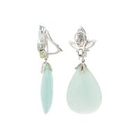 QUARTZ, AQUAMARINE, PERIDOT, AND DIAMOND EARRINGS