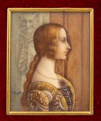 A Collection of Nine Framed Italian Miniature Portraits