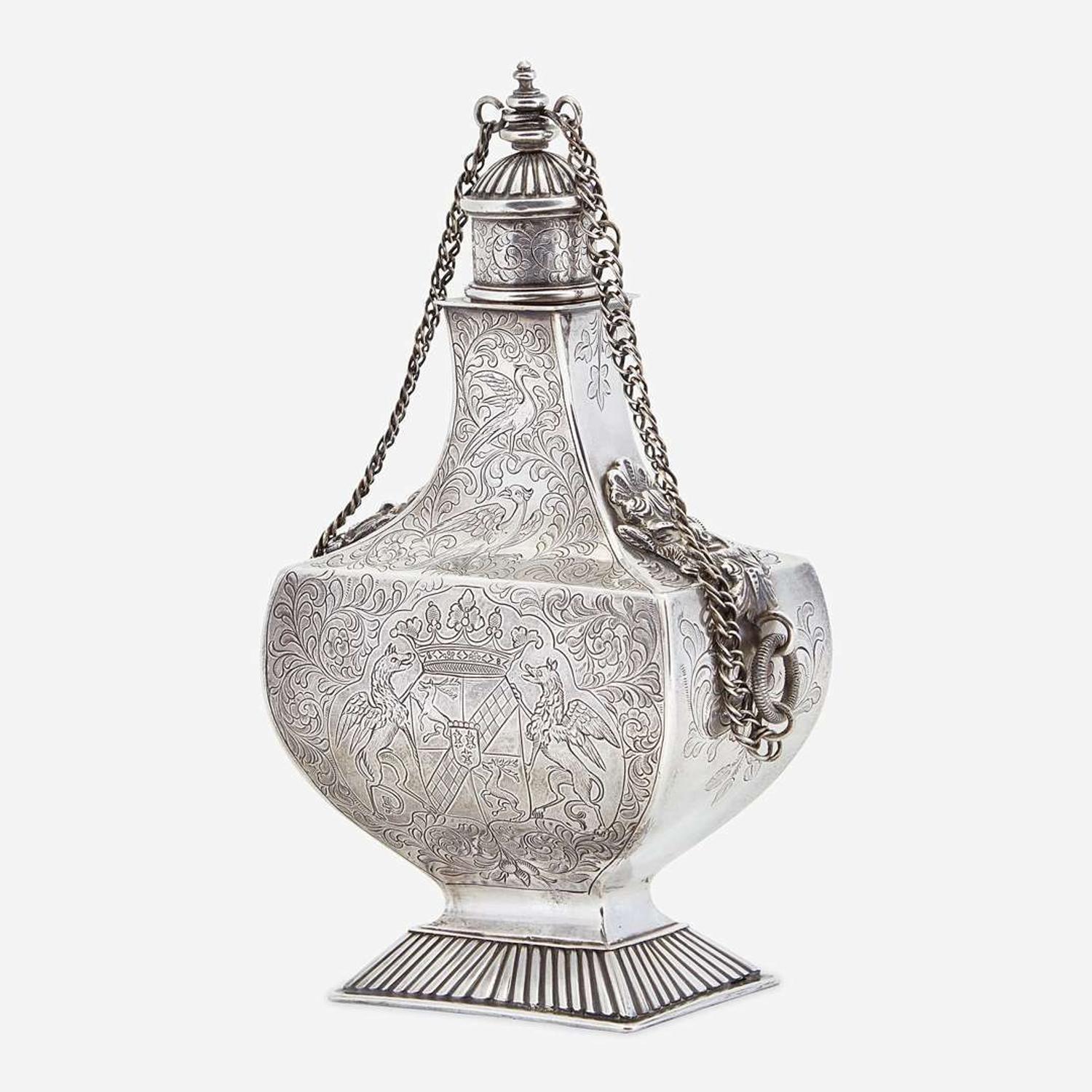 A Continental Silver Pilgrim Flask Possibly French, late 18th century