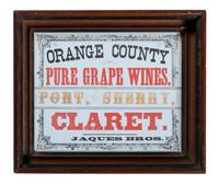 [ADVERTISING] -- [WINE]. A group of 2 broadsides promoting food and beverage, highlighted by advertisement for Jaques Bros.' "Orange County Pure Grape Wines."