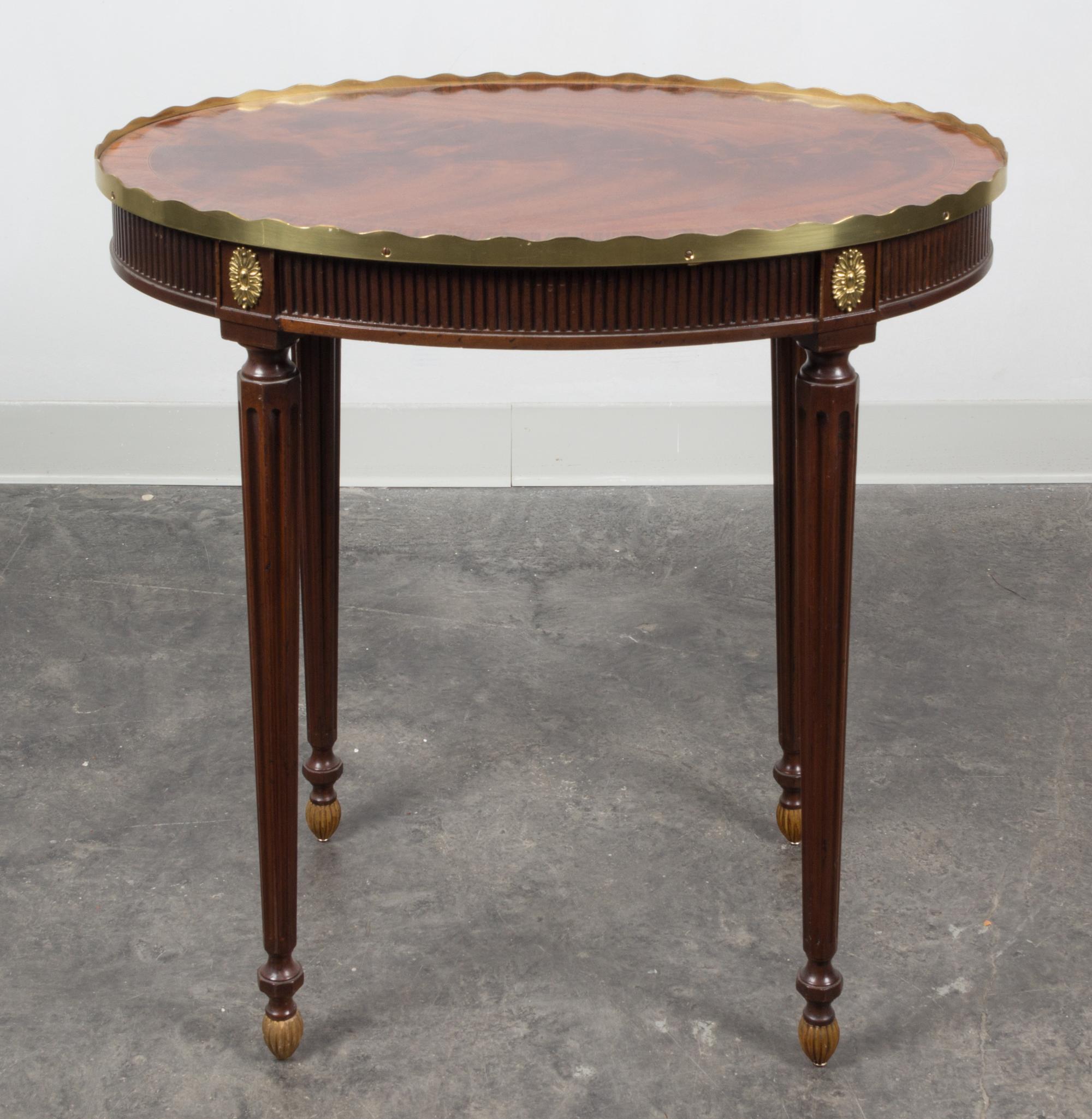 A Louis XVI Style Gilt Metal Mounted Mahogany Side Table Height 27 inches. — 20TH CENTURY
