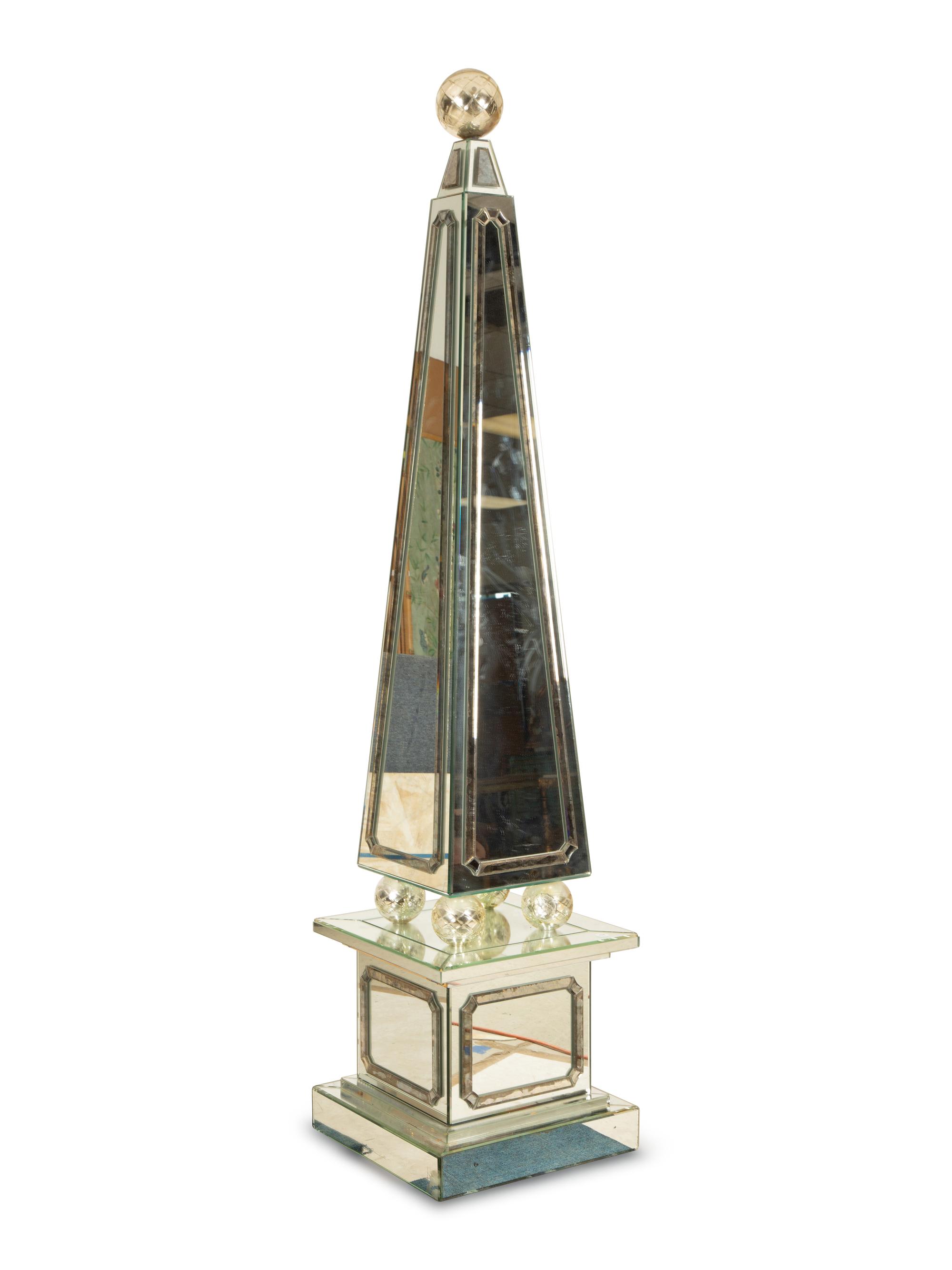 A Depp Glass Neoclassical Style Mirrored Obelisk — American, Mid-20th Century