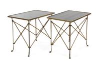 A Pair of Neoclassical Style Brass Occasional Tables, 20TH CENTURY, Height 27 x width 30 1/8 x depth 19 1/8 inches. — 20TH CENTURY,