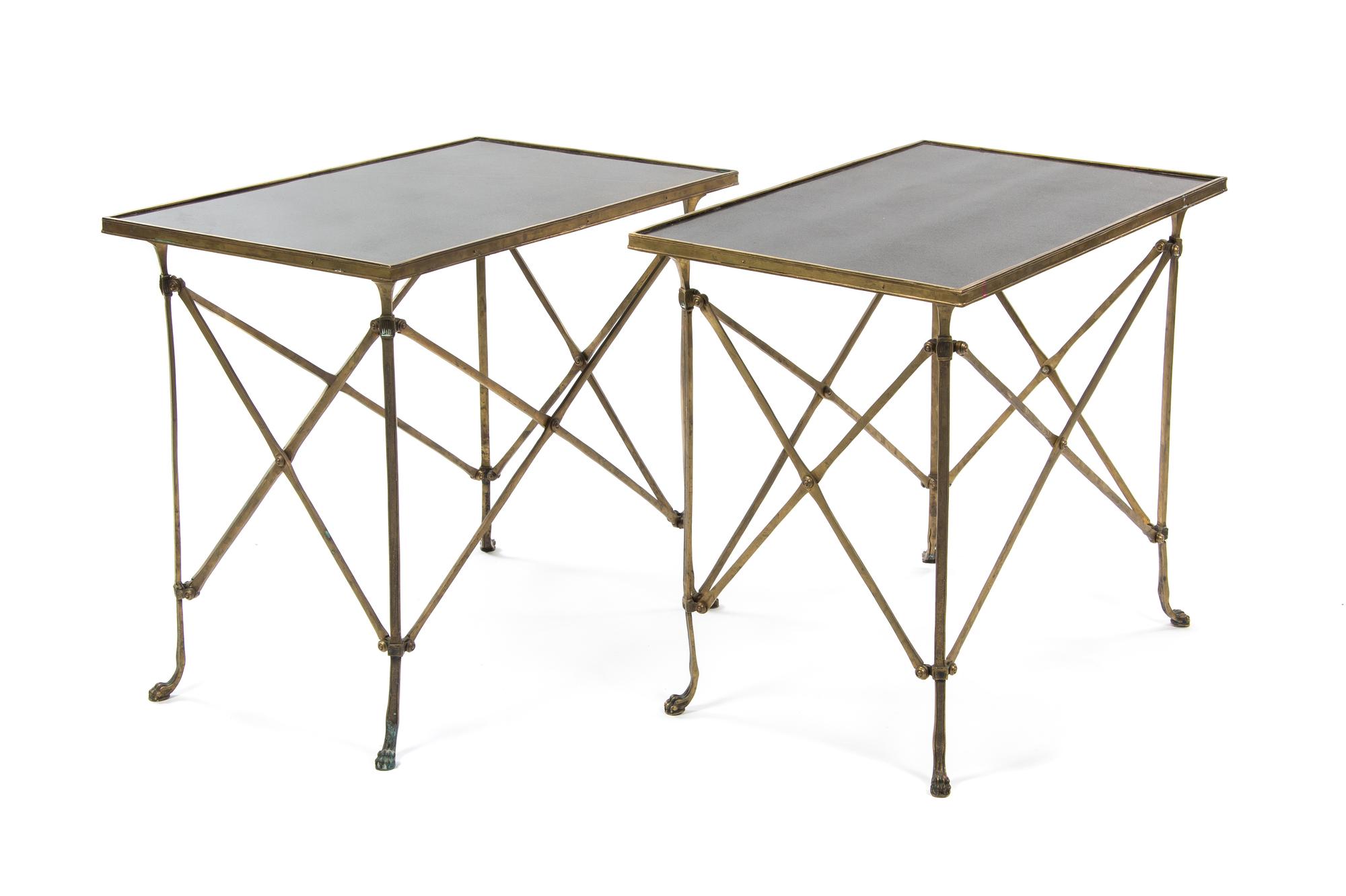 A Pair of Neoclassical Style Brass Occasional Tables, 20TH CENTURY, Height 27 x width 30 1/8 x depth 19 1/8 inches. — 20TH CENTURY,