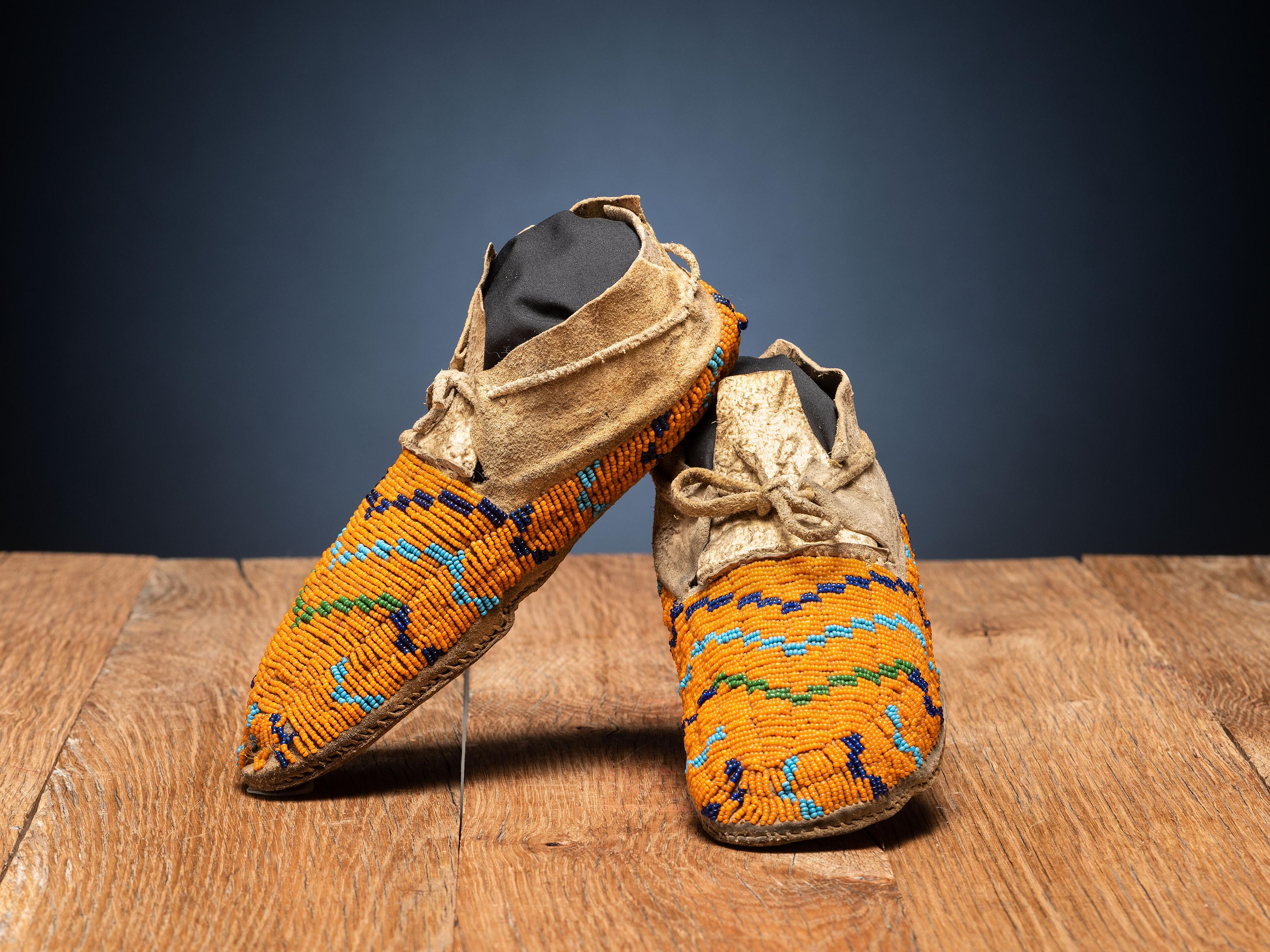 Sioux Beaded Hide Moccasins