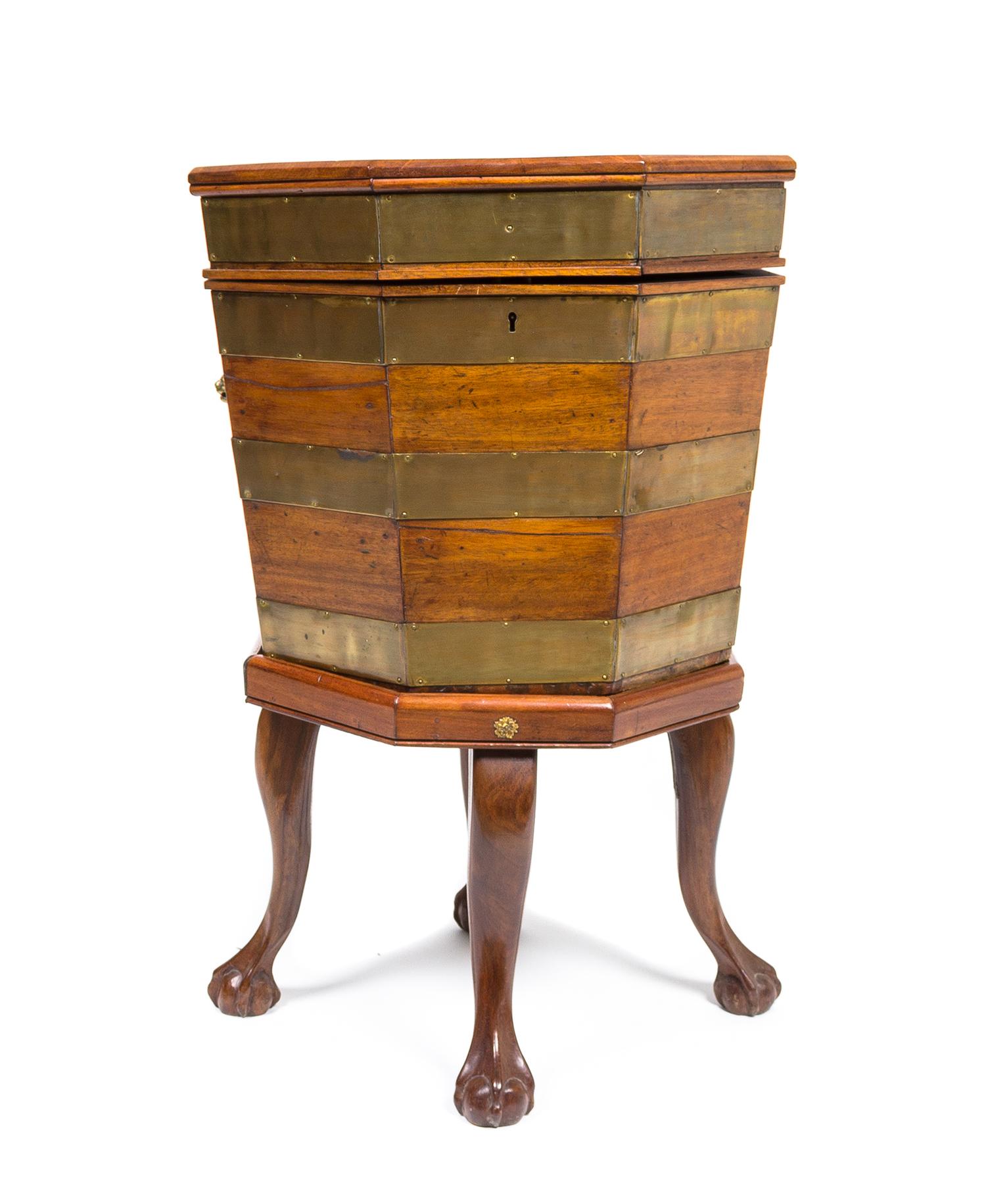 An English Oak Octagonal Shaped Wine Cooler Height 29 3/4 x width 20 3/4 inches.