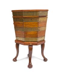 An English Oak Octagonal Shaped Wine Cooler Height 29 3/4 x width 20 3/4 inches.