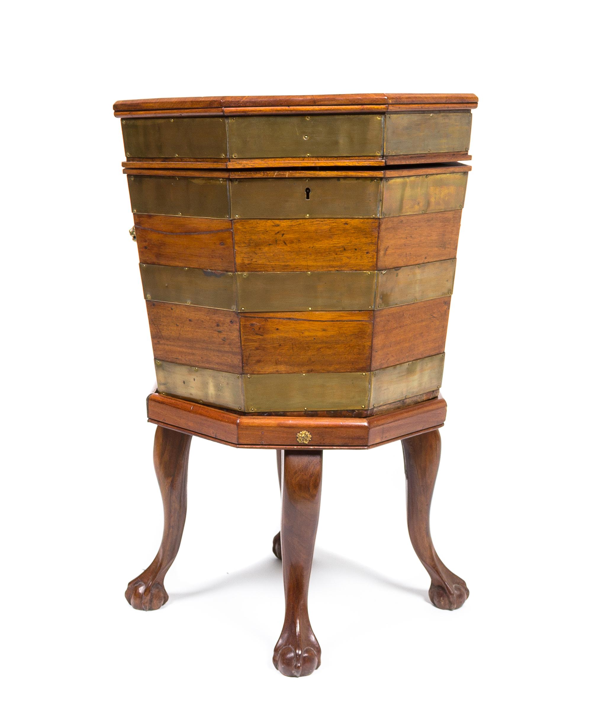 An English Oak Octagonal Shaped Wine Cooler Height 29 3/4 x width 20 3/4 inches.