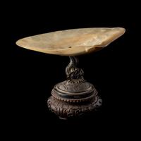 A Chinese Export Silver and Mother-of-Pearl Stem Plate