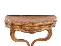 A North Italian Walnut Marble-Top Console Table