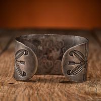 Navajo Ingot Cuff Bracelet, with Stamped Whirling Log Design