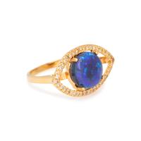 BLACK OPAL AND DIAMOND RING