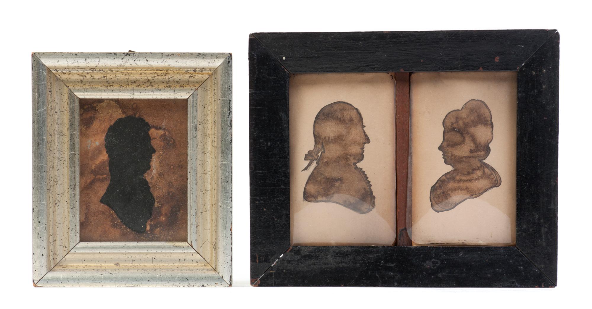 A Cut and Paste Profile Bust Silhouette, C.L. Bachour, Height of taller frame 5 1/2 x width 6 1/2 inches.