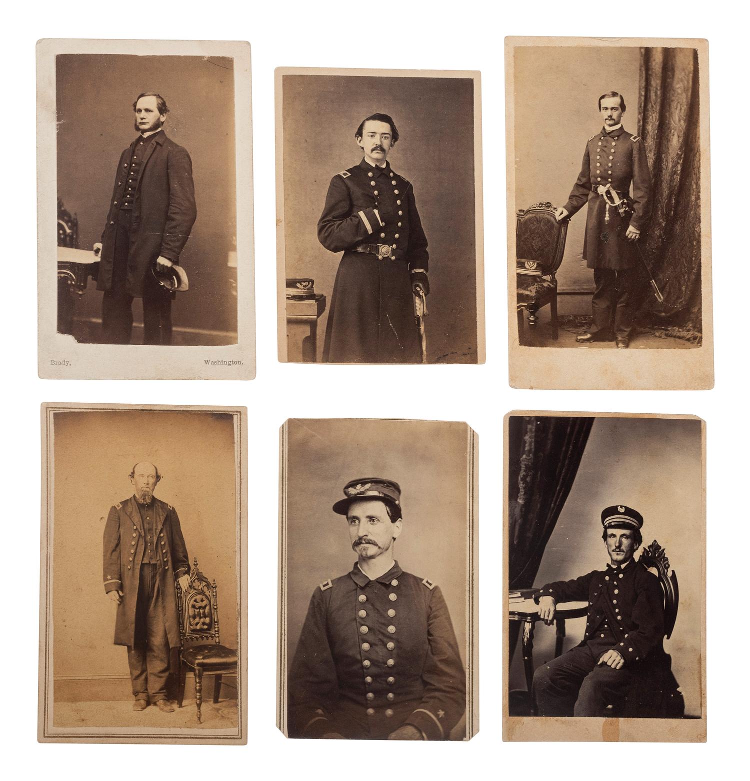 [CIVIL WAR]. A group of 6 CDVs of unidentified naval officers, incl. 2 with Brown Water Navy imprints, comprising: