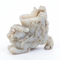 A Carved Hardstone Vase Width 4 7/8 inches.