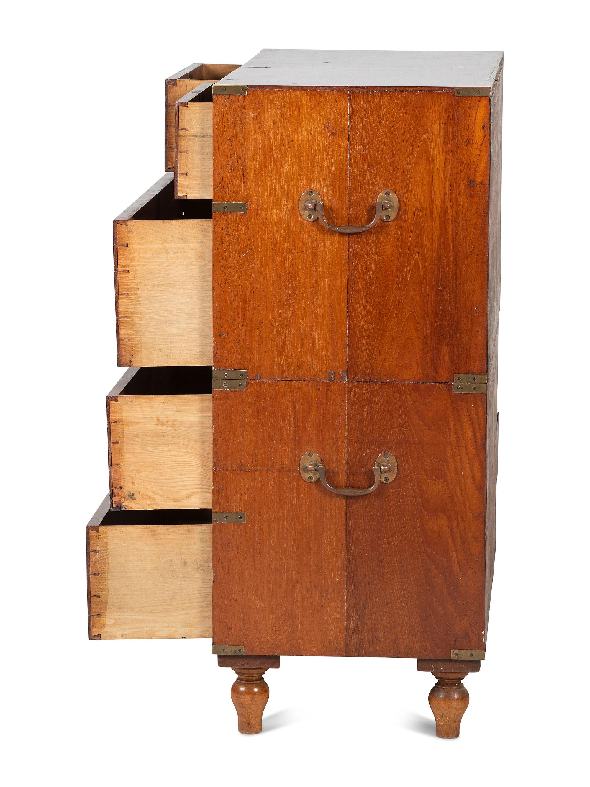 An English Mahogany Brass Banded Campaign Chest