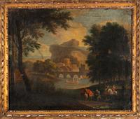 A French Painted and Parcel Gilt Trumeau Mirror