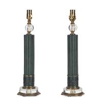 A Pair of Contemporary Patinated Metal Table Lamps