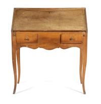 A Slant Front Desk Height 39 inches x width 33 7/8 inches x depth 17 1/2 inches (closed); depth 30 inches (open).