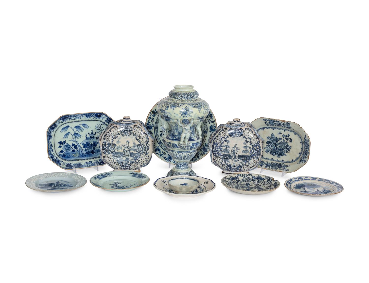 A Group of Twelve Delft and Other Earthenware Articles