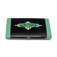 ART DECO, JADE, DIAMOND AND ENAMEL CIGARETTE CASE