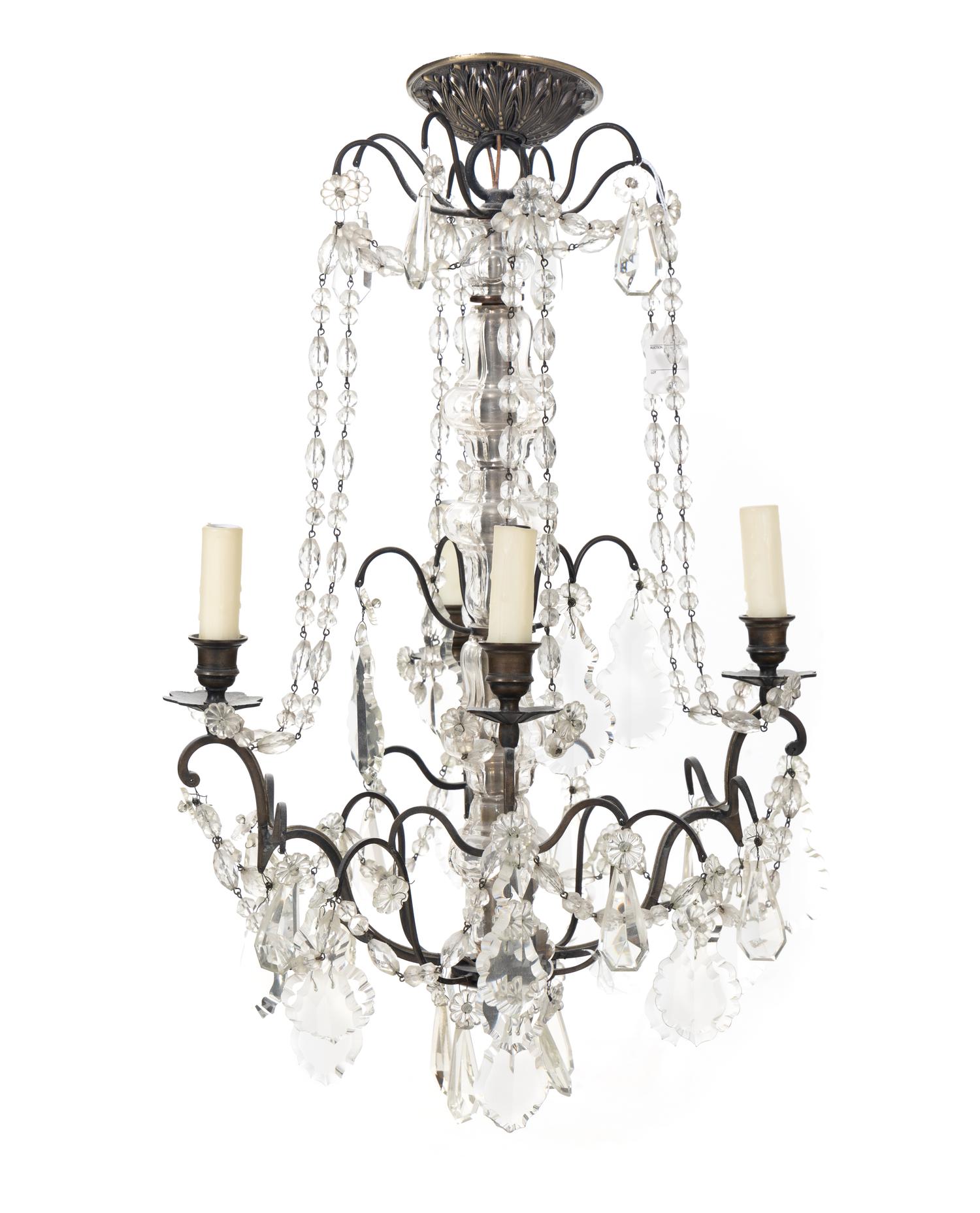 A Continental Cut Glass Four-Light Chandelier