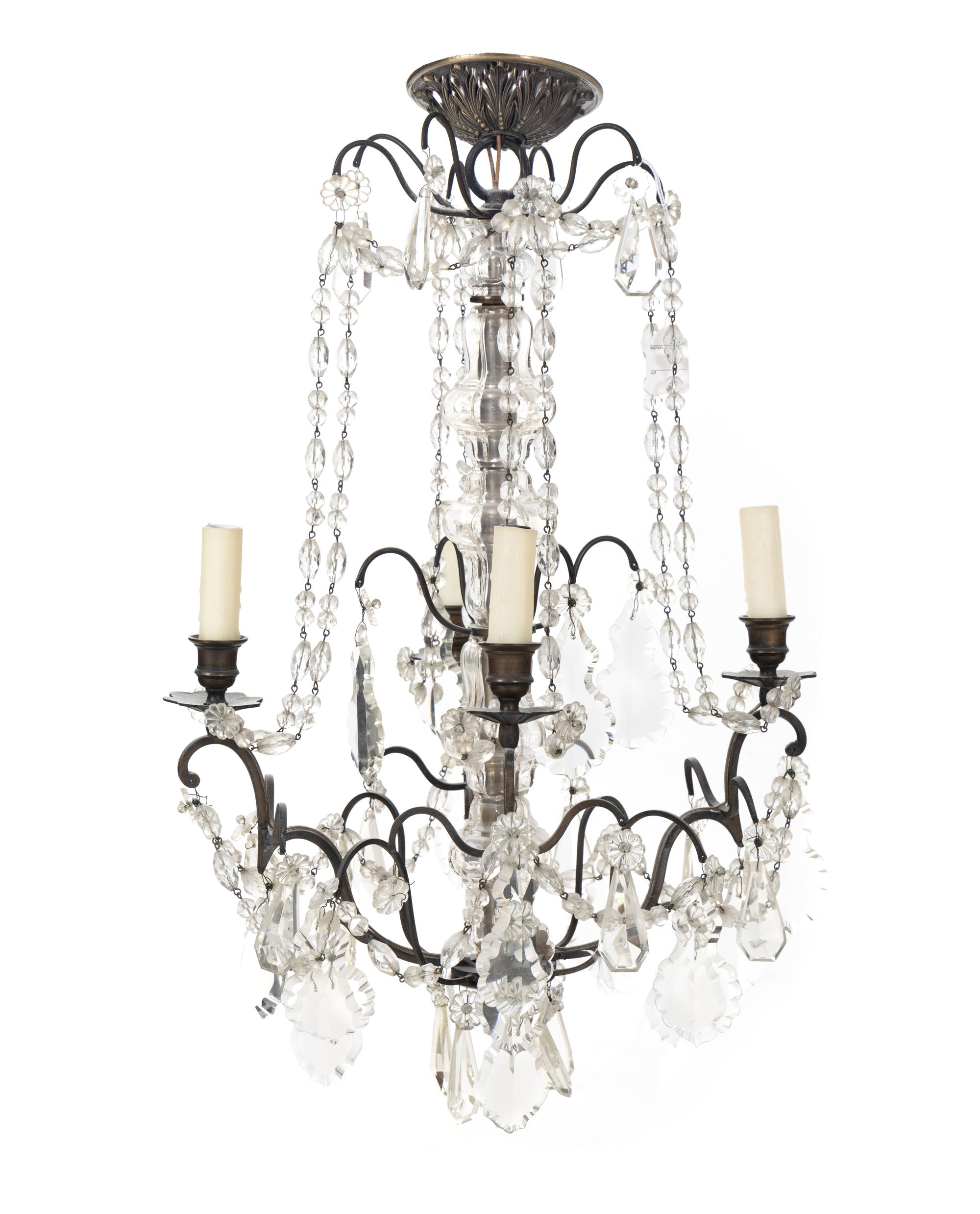 A Continental Cut Glass Four-Light Chandelier