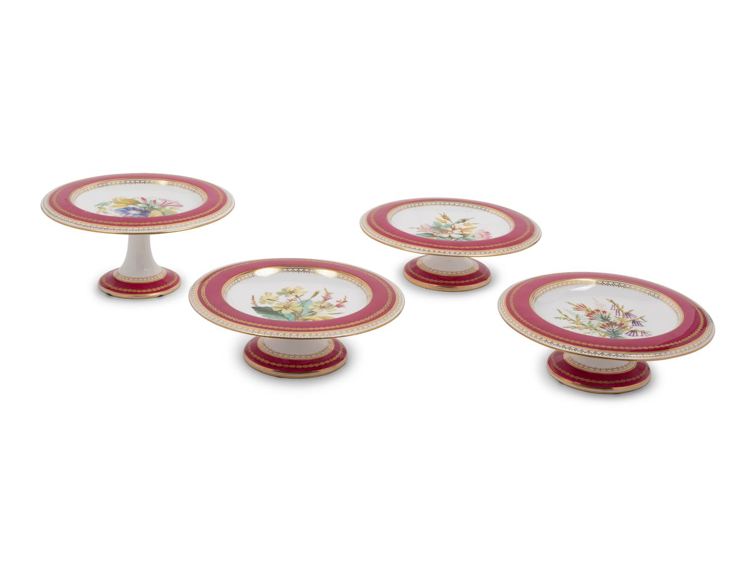 Four English Porcelain Dessert Stands