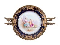 A Sèvres Style Bronze Mounted Painted and Parcel Gilt Porcelain Compote
