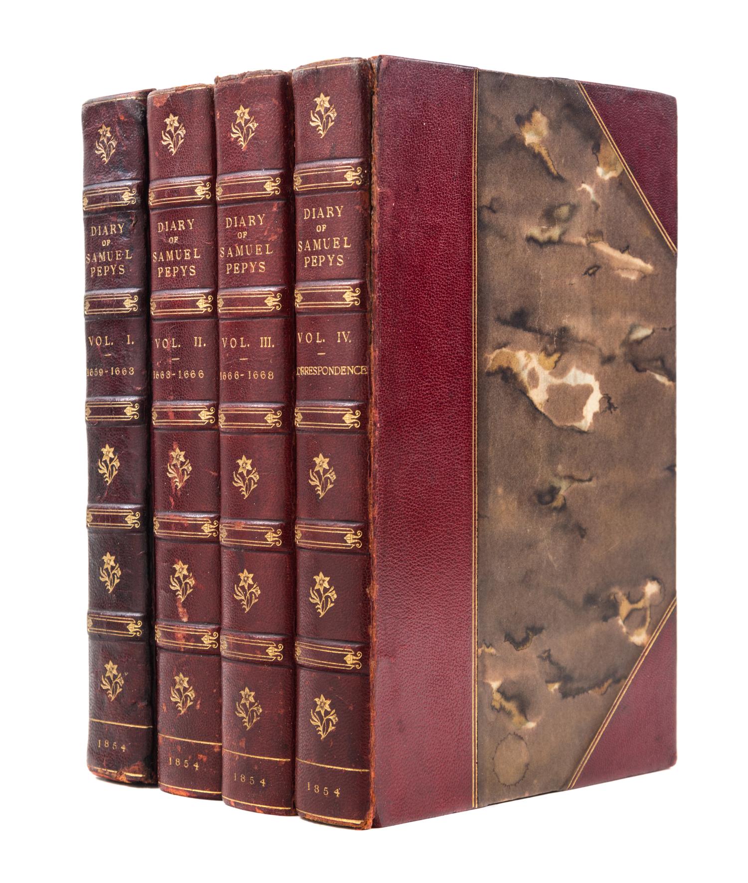 PEPYS, SAMUEL. Diary and Correspondence of Samuel Pepys, F.R.S. London, 1854. 4 vols. 4th edition.