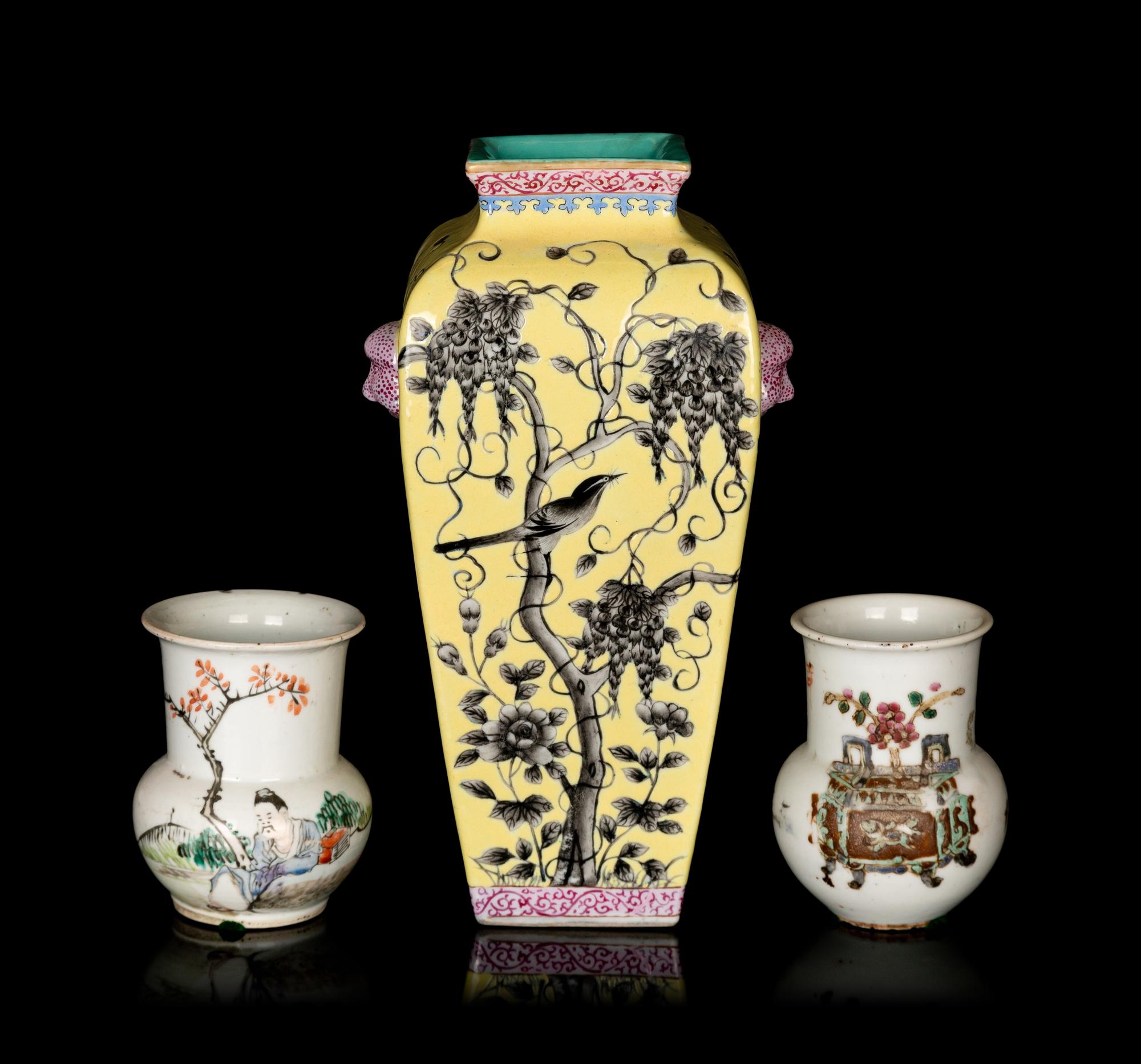 Three Chinese Famille Rose Porcelain Vases